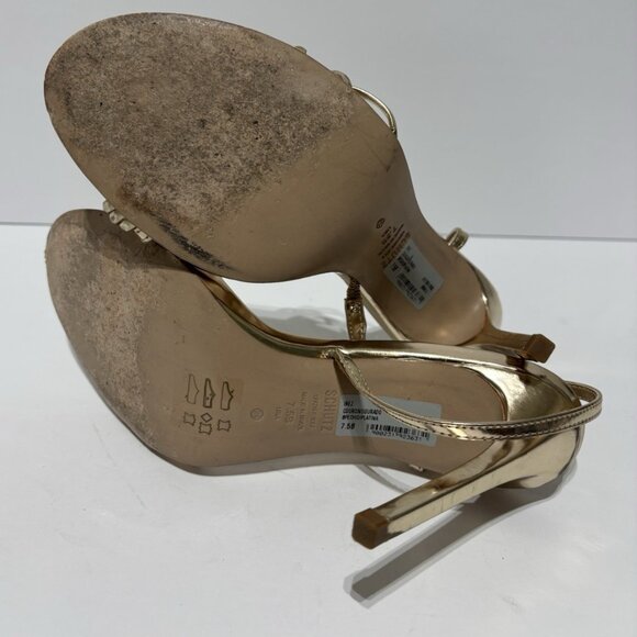 Schutz Women’s Inez, Gold Heeled Sandals, Size 7.5 B - Picture 5 of 5